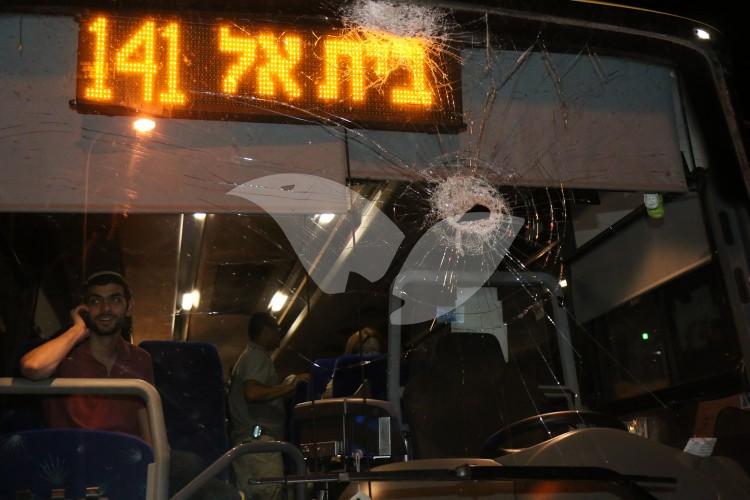 Front window of the bus to Beit El shattered after Stone attack