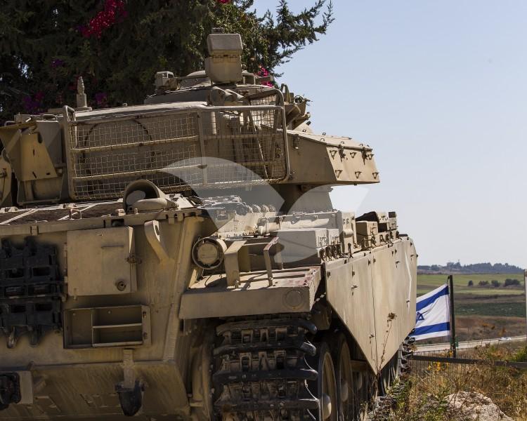 Israeli Tank Patrolling Syrian Border