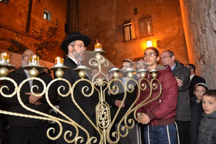 Chief Rabbi Lighting Chanukah Candles