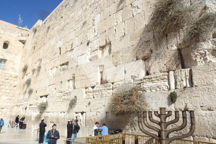 Chanukah Menorah At The Western Wall On Eve Of Chanukah