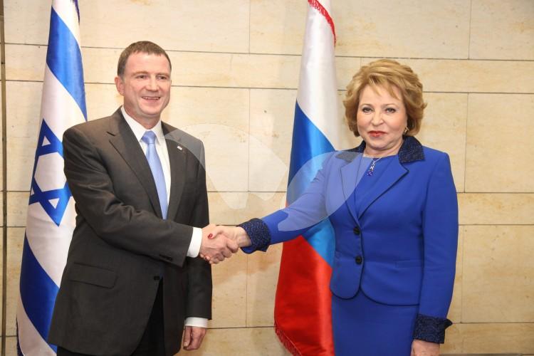 Knesset Speaker Yuli Edelstein Greets Russia’s Chairperson of Federation Council Valentina Matviyenko 3.2.2016