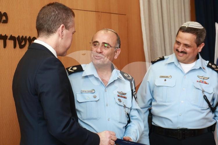 Southern District Commander, Major General David Bitan with Inspector General Roni Alsheikh and Gilad Erdan the Minister of Public Security