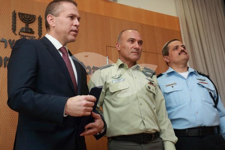 Major General Amos Yaakov, Commander of coast province with Inspector General Roni Alsheikh and Gilad Erdan the Minister of Public Security