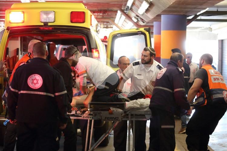 Arrival of Wounded Israeli at Shaare Zedek hospital Following Stabbing Attack at Gush Etzion Junction 24.2.16