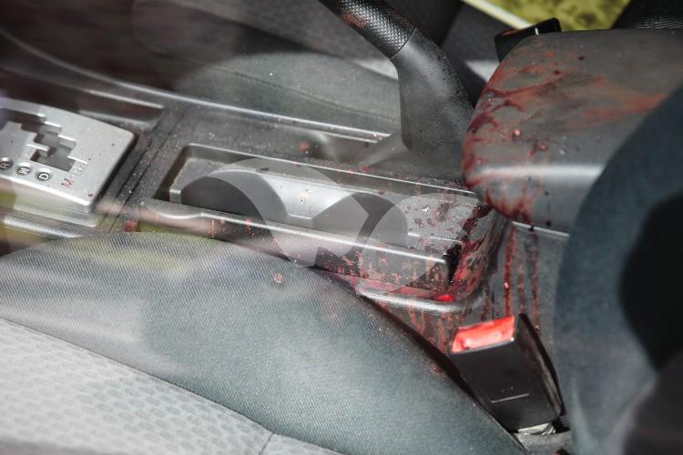 Blood-stained Car seats after Terrorists shot by police 9.3.16
