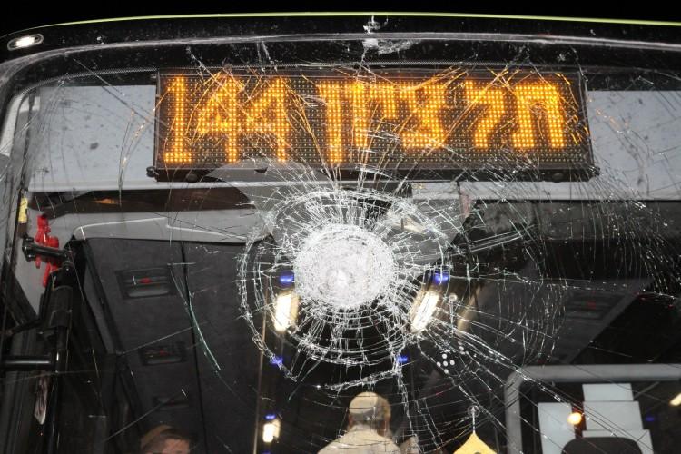 Stone Throwing at Israeli Bus