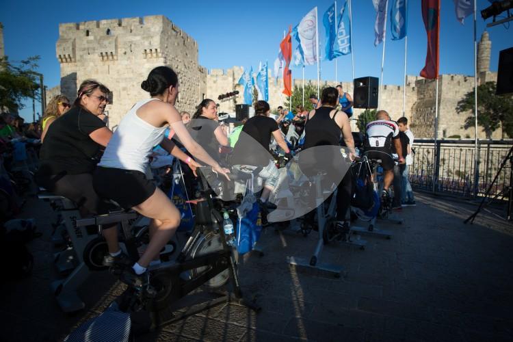 Spinning Marathon at Jaffa Gate in Jerusalem 16.6.16