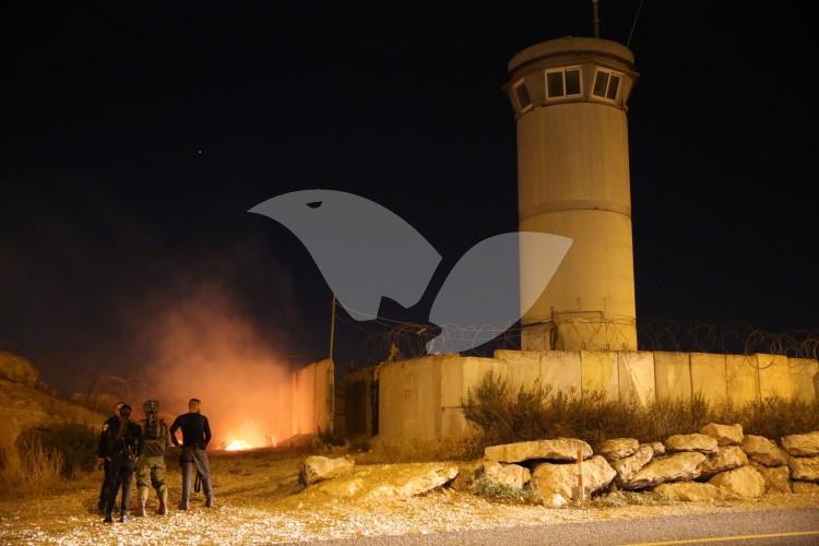 IDF Pillbox on Fire Near Ramallah
