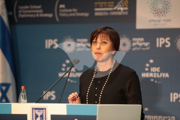 MK Zehava Gal-On speaking at the Herzliya Conference