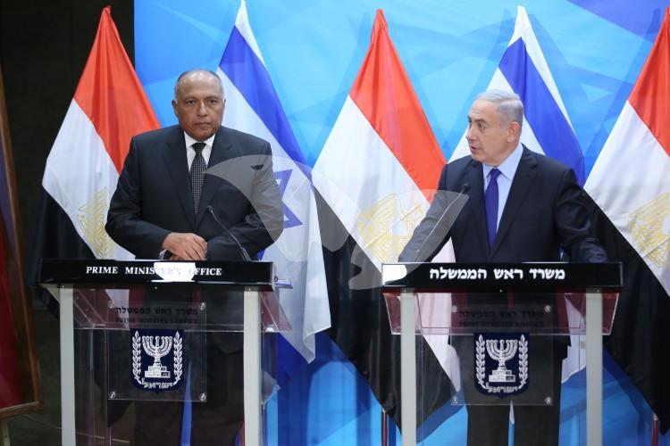 PM Netanyahu meets with Egyptian Foreign Minister Samah Shoukri