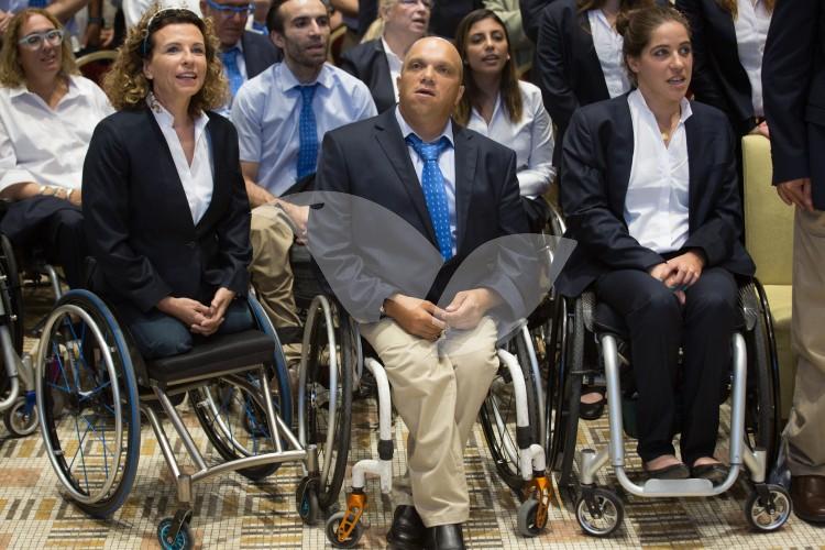 Wheelchair Tennis Player Shraga Weinberg (Center) With Paralympic Delegation