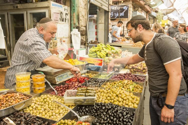 Olive Dealer at Mahane Yehuda Market (The Shuk)