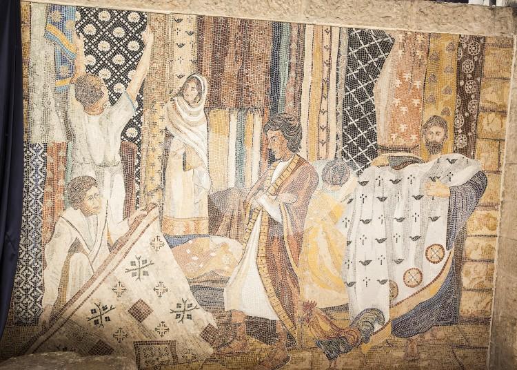 Ancient Fabric Shop Depicted in Mosaic Form