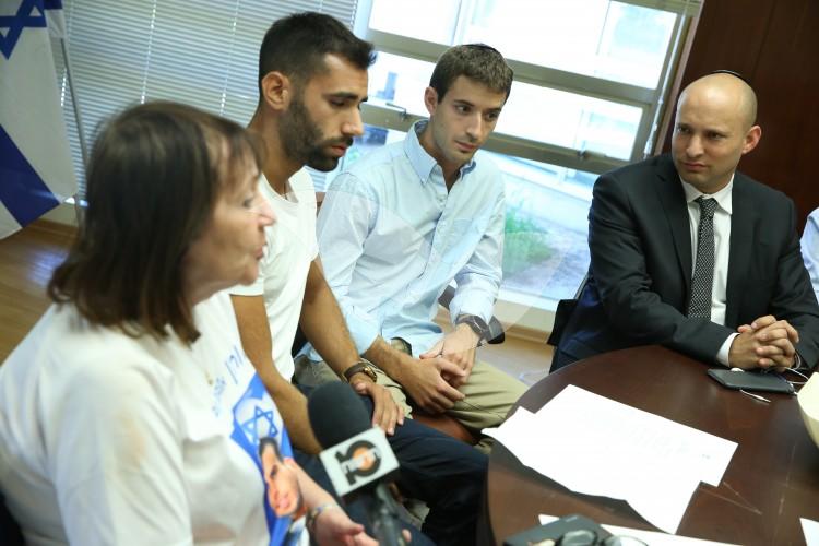 MK Naftali Bennett Meets With The Families Of Oron Shaul And Hadar Goldin