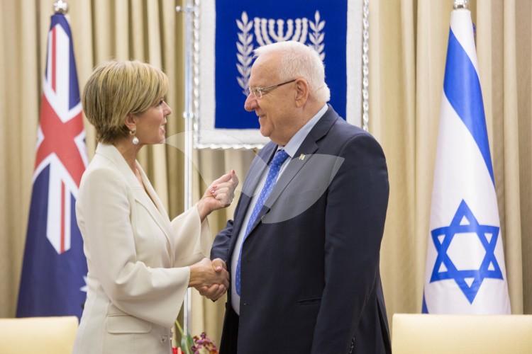 Australian Foreign Minister Julie Bishop	and President of Israel Reuven Rivlin