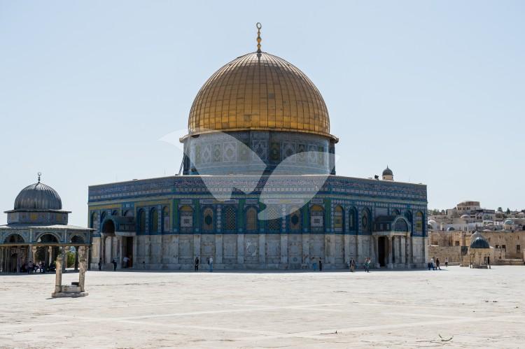 The Dome of the Rock next to the al-Aqsa Mosque compound in the Old City of Jerusalem