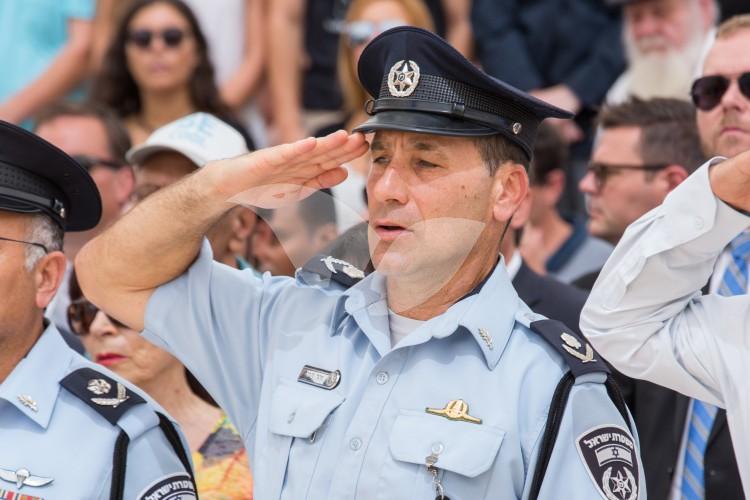 Deputy Police Chief Zohar Dvir commemorates the September 11th attacks at the Jerusalem Living Memorial to 9/11.