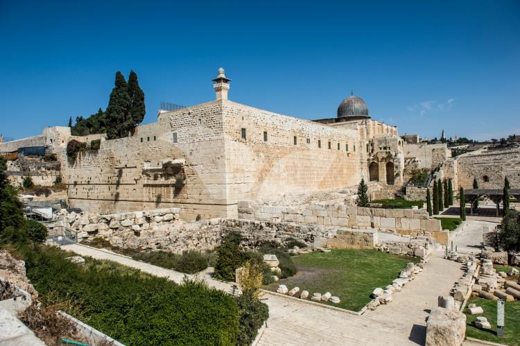 View of the Al Aqsa Mosque in the Old City of Jerusalem