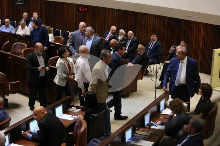 Opening Ceremony of Knesset Winter Session 31.10.16. Arab MKs exiting the plenum in protest during Prime Minister Benjamin Netanyahu’s speech.