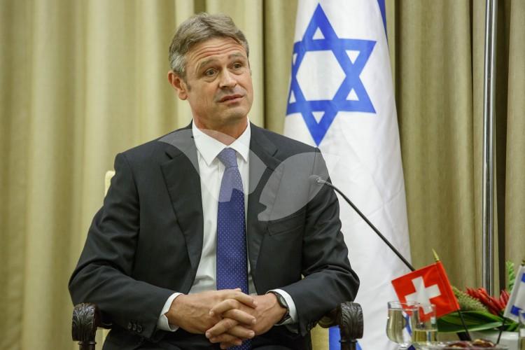 Ambassador of Switzerland in Israel Jean-Daniel Ruch Handing Over Credentials to President Reuven Rivlin