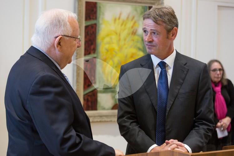 Ambassador of Switzerland in Israel Jean-Daniel Ruch Handing Over Credentials to President Reuven Rivlin