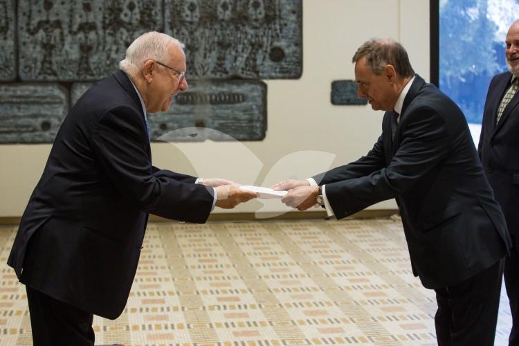 Ambassador of Greece in Israel Konstantinos Bikas Handing Over Credentials to President Reuven Rivlin