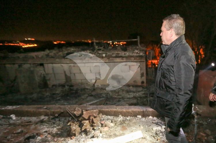 Gilad Erdan Examining the Wildfire Damage in Neve Tzuf