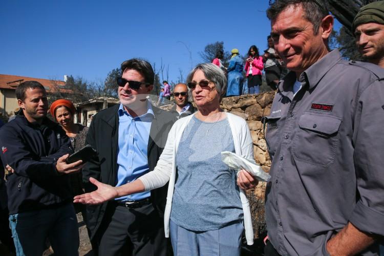 Israeli Politicians and the Local Residents Surveying the Damages of the Wildfire in Neve Tzuf