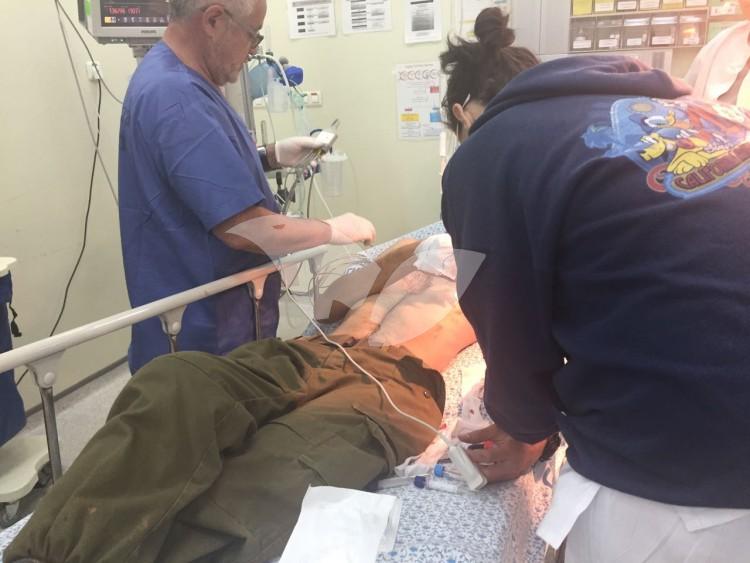 IDF Soldier Injured from Gunshots from Lebanon Treated at Ziv Hospital in Tzfat 26.10.16