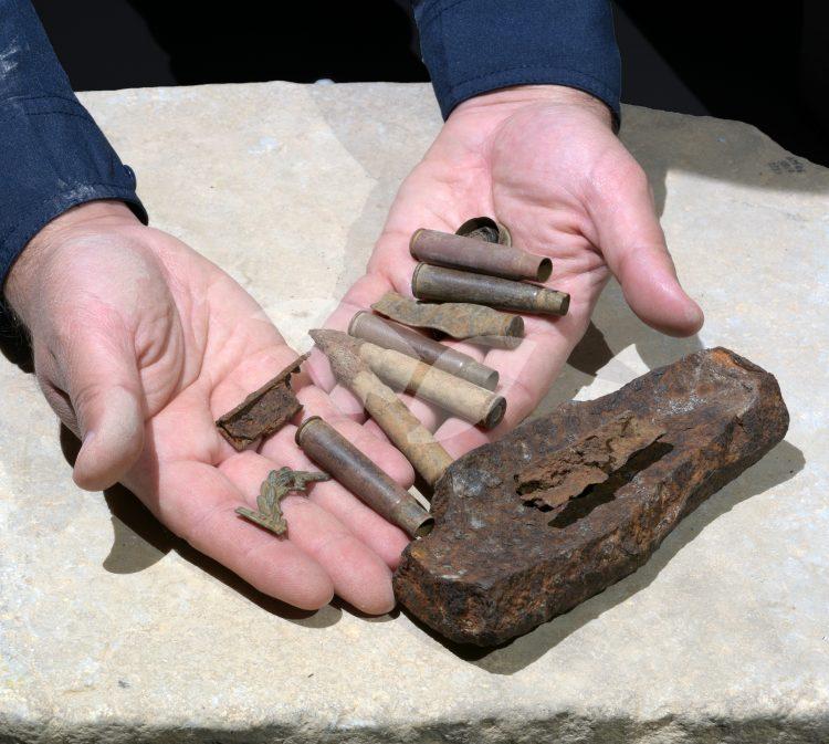 Some of the bullets, cartridges and shell fragments found at the site.