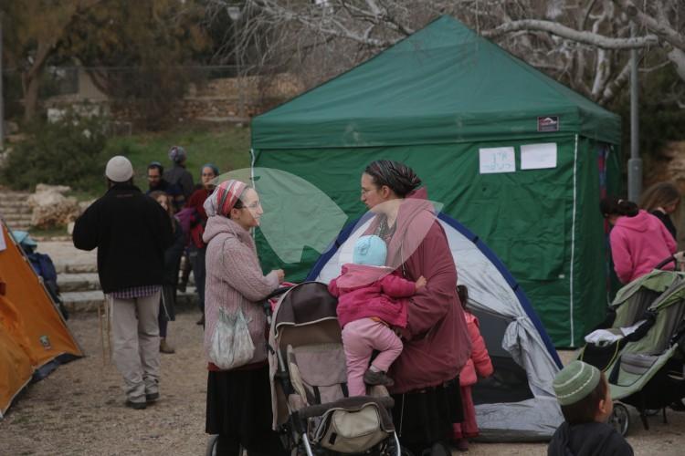 A Protest Tent Camp of the Displaced Amona Residents in front of the Knesset