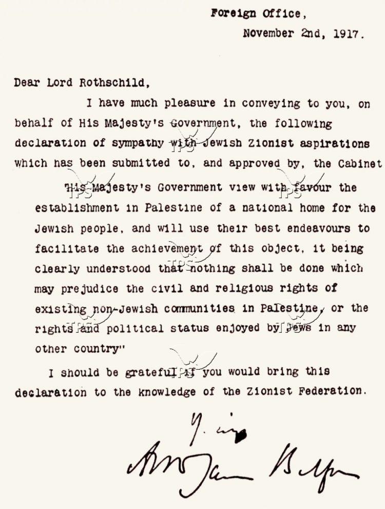 Balfour Declaration Unmarked