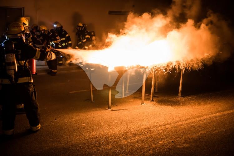 Police, firefighting teams and emergency services train for rescuing hostages from burning bus. Highway 1 Harel Tunnel, Jerusalem