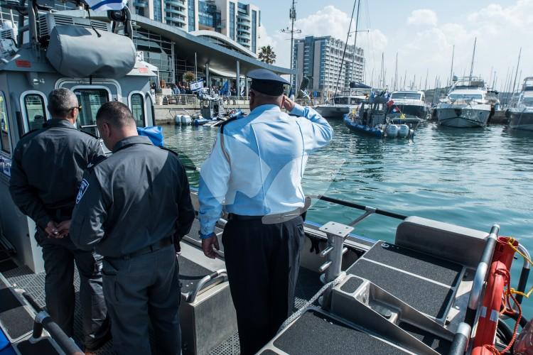 Israel’s new Tzor’a police boats, in the presence of Police Commissioner Roni Alsheich and Minister for Internal Security Gilad Erdan. Herziliya, 9.2.17