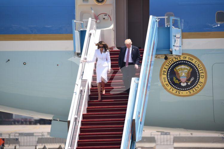 US President Donald Trump and his entourage land at Ben Gurion Airport