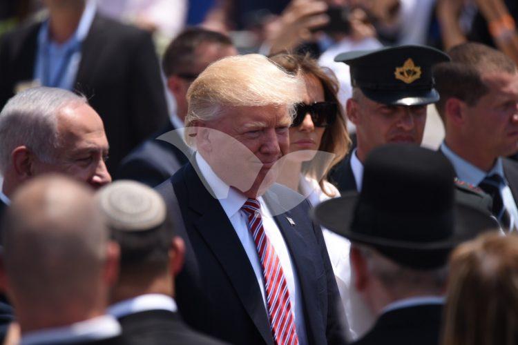 US President Donald Trump and his entourage land at Ben Gurion Airport