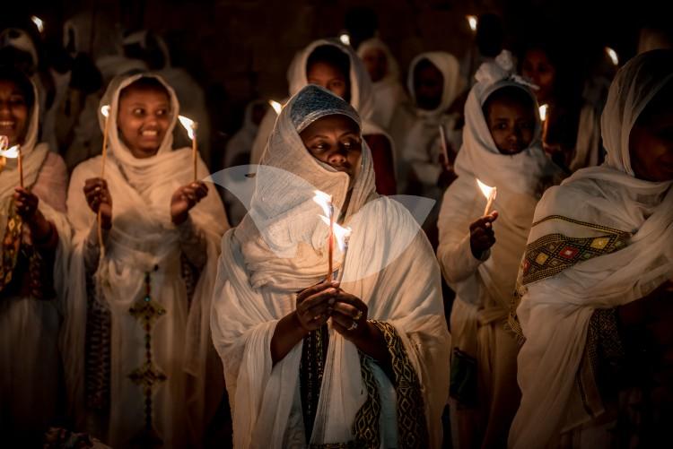 The Ethiopian Holy Fire ceremony at the Ethiopian section of the Church of the Holy Sepulchre in Jerusalem 15.4.2017