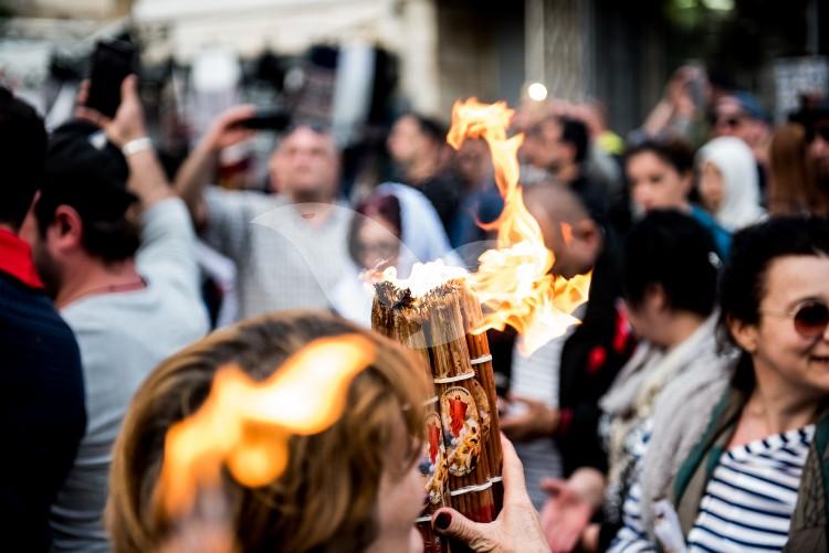 The Holy Fire ceremony at the Church of the Holy Sepulchre in Jerusalem 15,4.2017