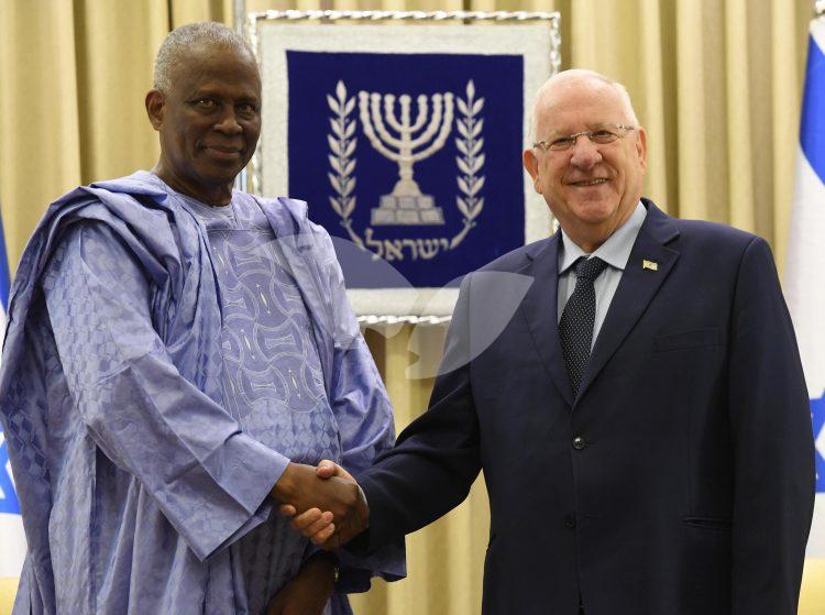 President Reuven (Ruby) Rivlin with Guinea’s ambassador Amara Camara