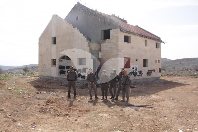 Police Forces in front of the ninth house in Ofra