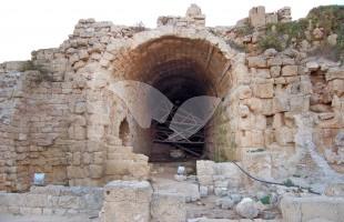 The beginning of conservation work on the vaults at the front of the temple platform that Herod built