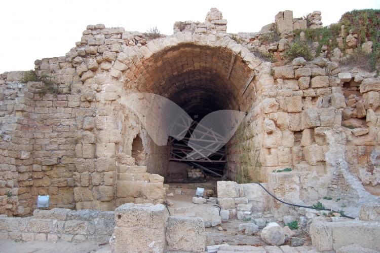 The beginning of conservation work on the vaults at the front of the temple platform that Herod built
