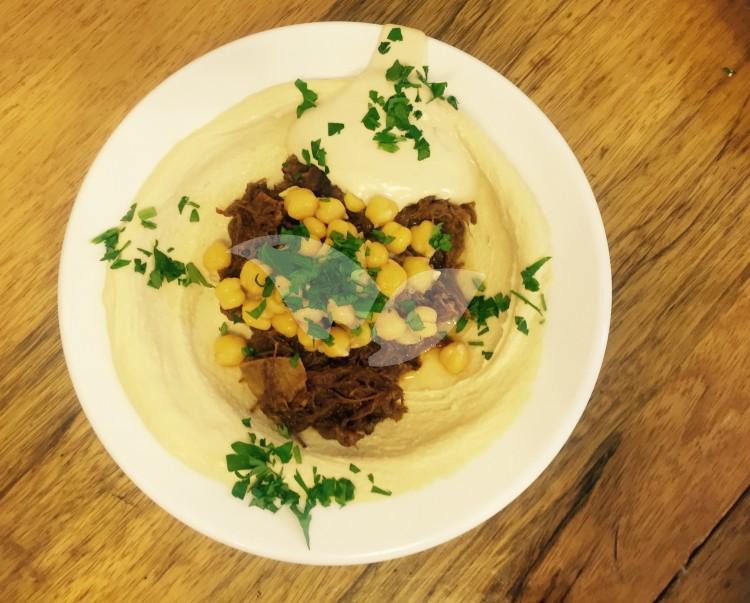 Humus Abu Maron with Slow-Cooked BBQ Short Ribs