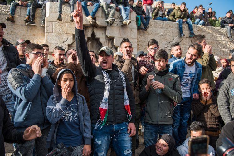 Gathering of Palestinian Protesters at Damascus Gate