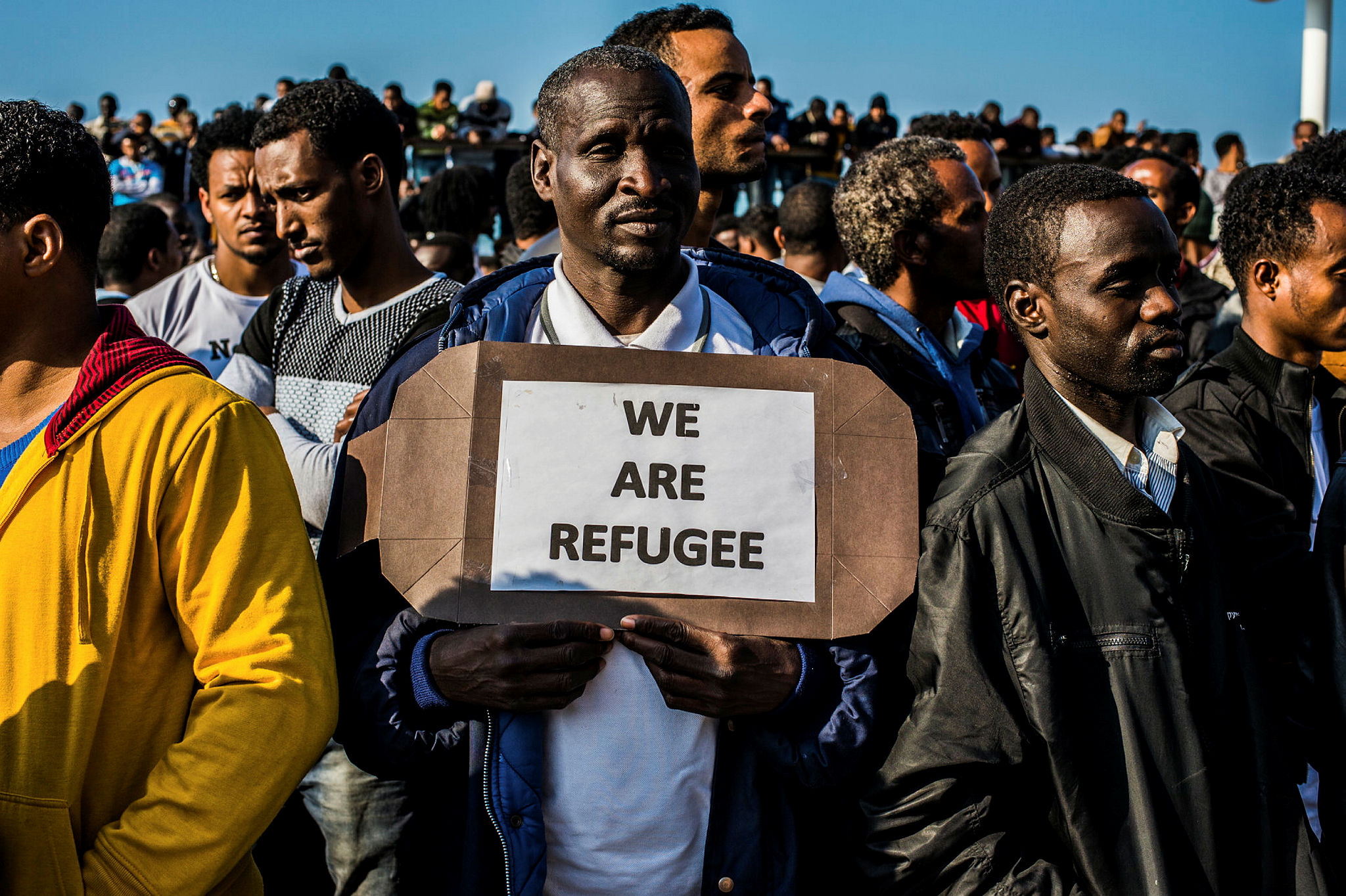 Illegal African migrates protest