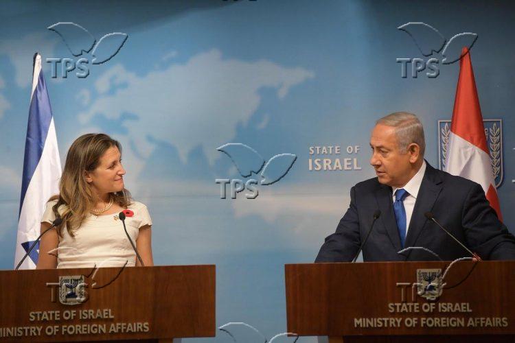 Prime Minister Netanyahu with Canadian FM Chrystia Freeland