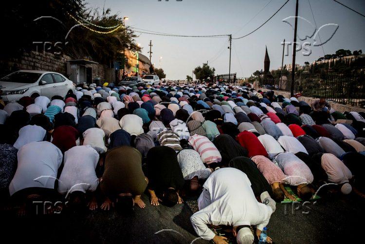 Arabs Pray during the Rally outside Temple Mount