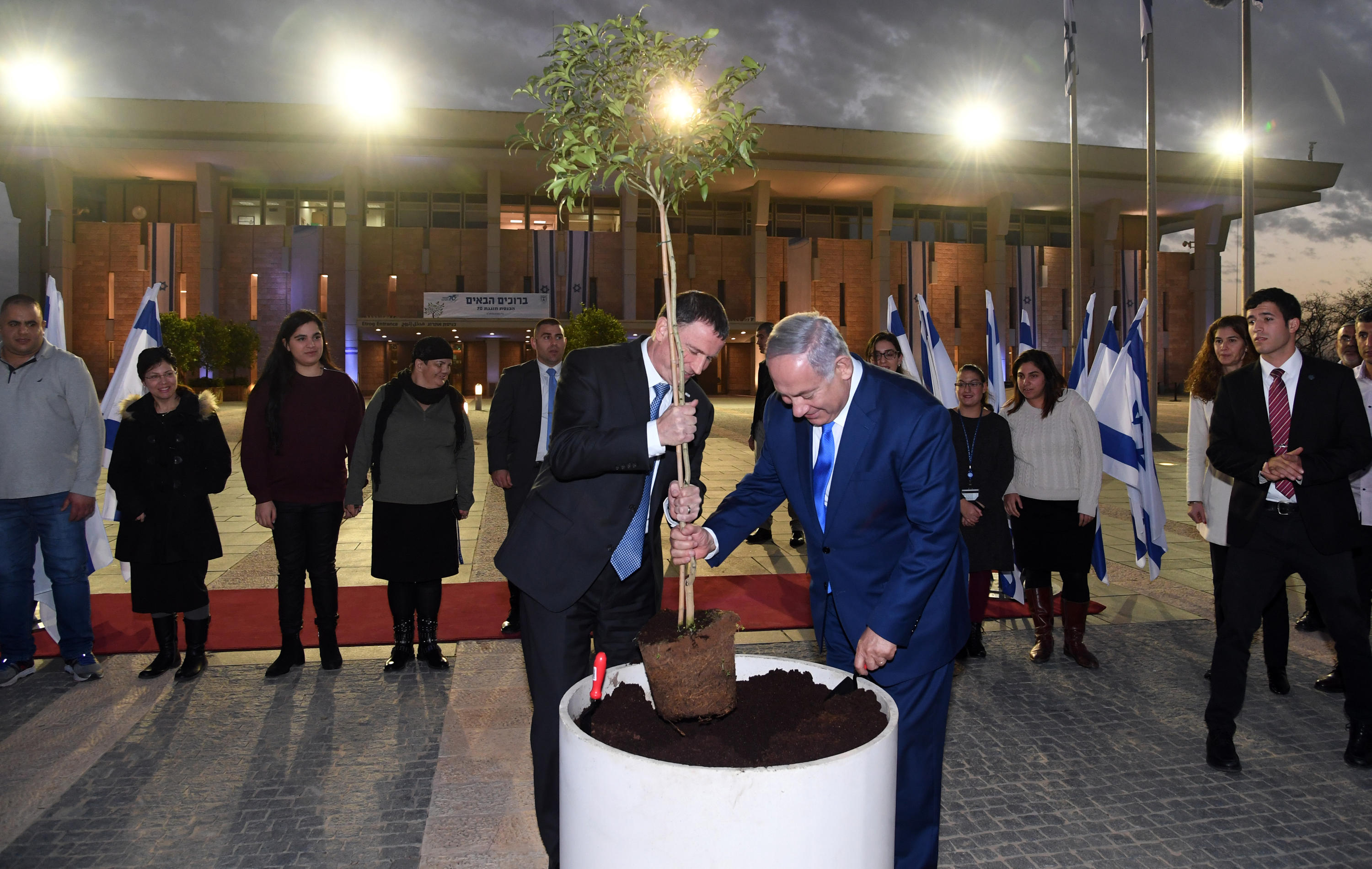 PM Netanyahu & Knesset Speaker Edelstein Plant a Tree