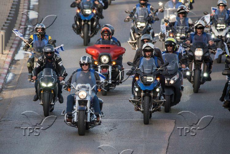Blue and White party’s motorcycles convoy