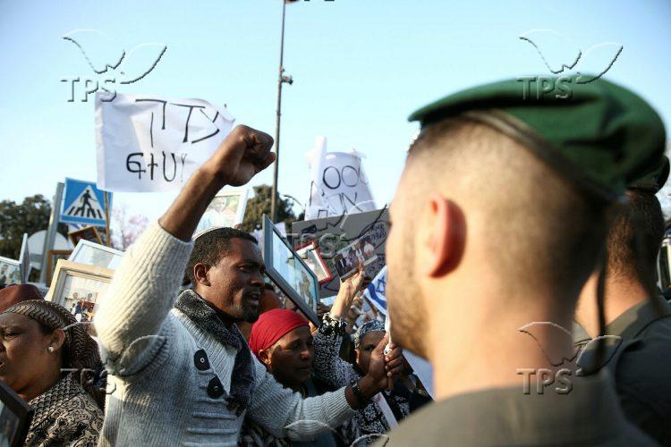 A protest in support for Ethiopian Aliyah in Jerusalem